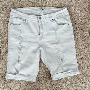 Encore Jeans Light Distressed Jean Shorts